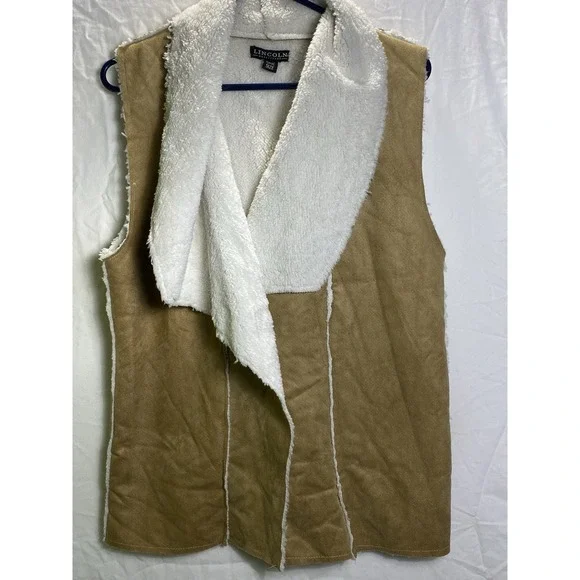 Lincoln Outfitters Woman's Vest One Size Beige Faux Suede Soft Lined Sleeveless - Picture 1 of 8